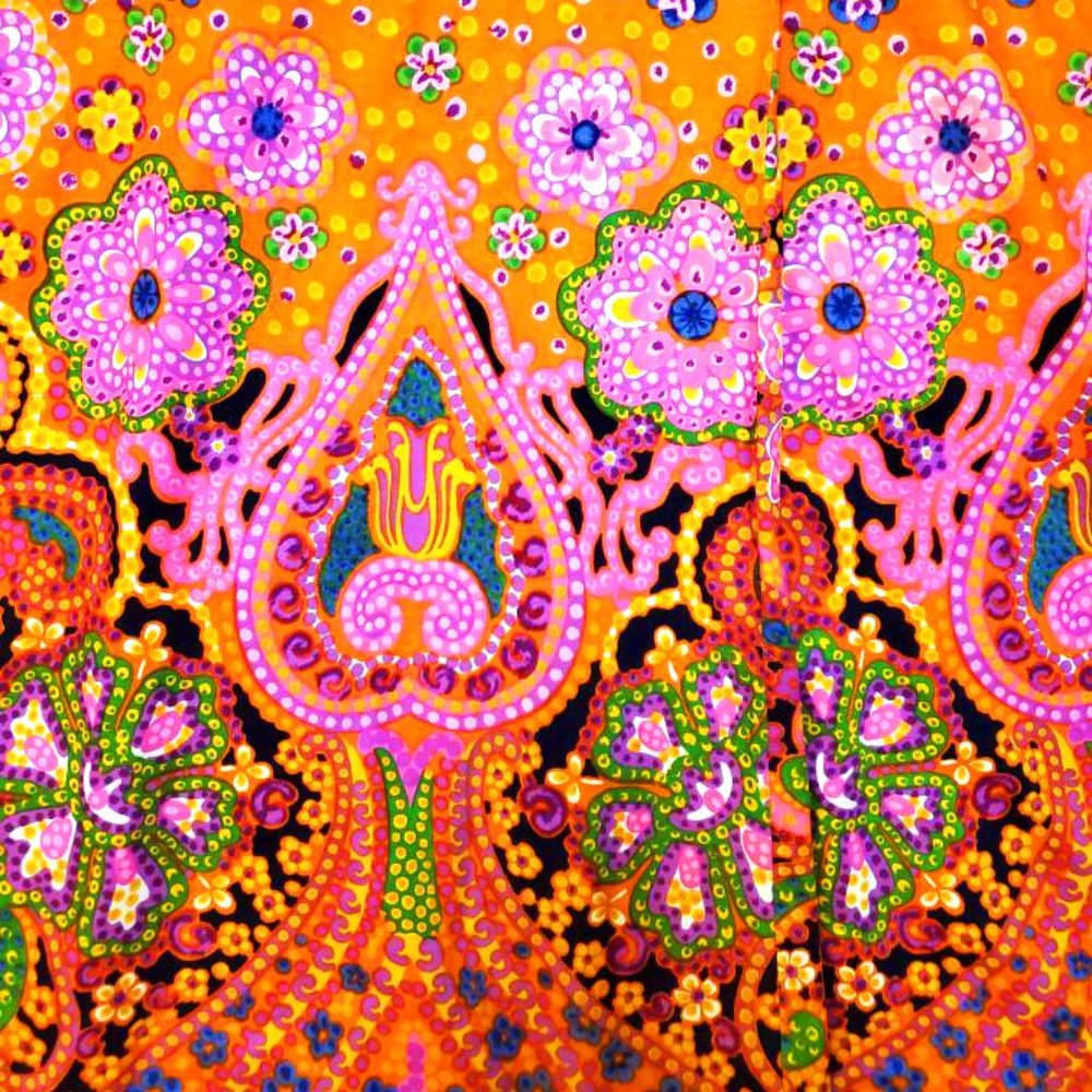 Vintage Orange Psychedelic Paisley Dress 60s - Picture 4 of 7